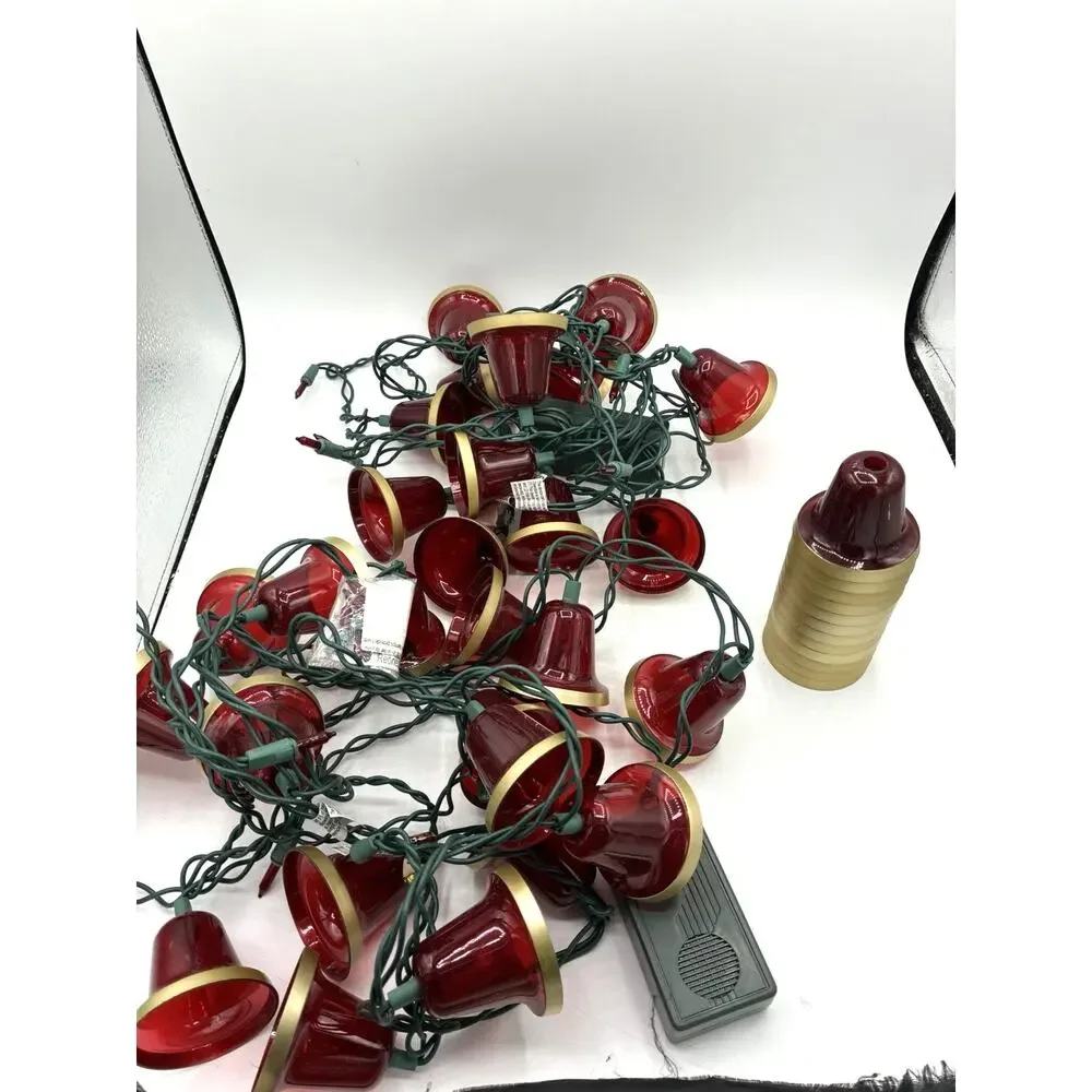Holiday Time Musical Red Bell String Lights 8ft (Set of 2) Christmas Working
